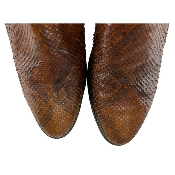 Ladies Justin Brown Snakeskin Almond Toe Cowgirl Western Boots Size 8.5 C *WIDE* - Picture 5 of 7